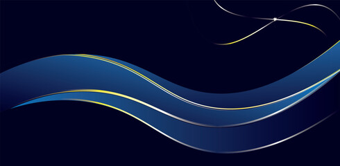 Dark night sky, shimmering stars, flowing blue waves, golden streaks, abstract cosmic design, deep space background,