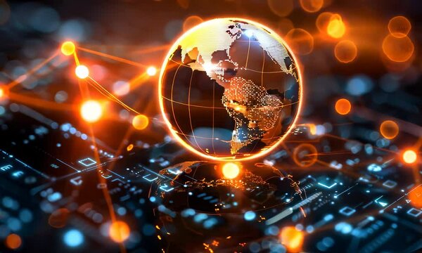 Glowing Globe with Digital Connections