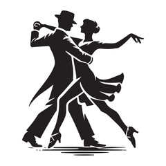 Foxtrot Silhouette Vector Illustration, Solid White Background.