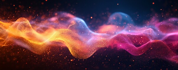 Colorful 3D Digital Gradient Waves, Generative AI