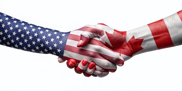 Canada USA Handshake Flags Friendship Cooperation Partnership Illustration Clipping Path