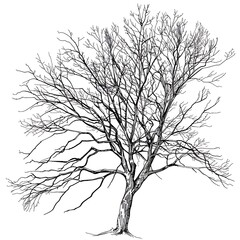 Obraz premium Outline of a tree with large branches on a white background