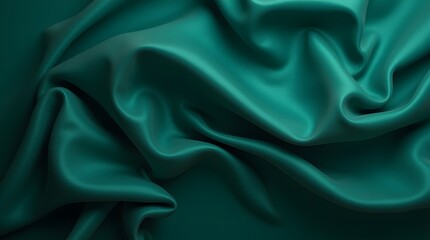 Obraz premium Emerald Green Silk Drapery: Luxurious Texture and Deep Color