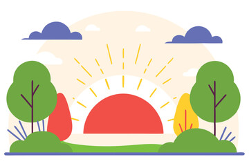 Sunset illustration vector on white background


