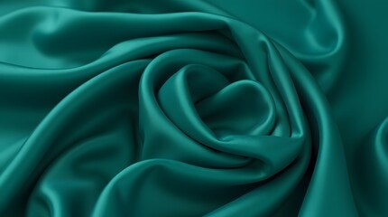 Obraz premium Teal Silk Fabric Draped Luxuriously: A Textured Masterpiece