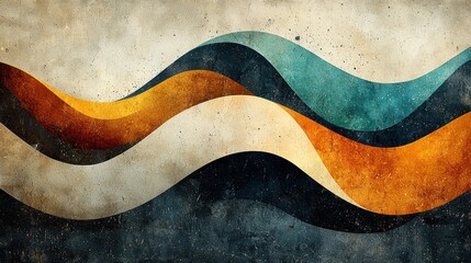 Obraz premium Abstract wavy design with warm and cool tones.