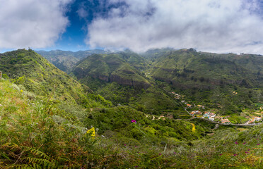 Panorama. mountain landscape. Valsendero valley at the top of Gran Canaria. Valleseco. Canary islands. Spain