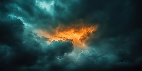 Fototapeta premium Patriotic Sky: Indian Flag Soaring Amidst Stormy Clouds