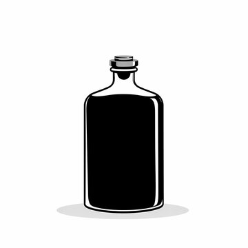 recommend clip art: Vintage Glass Bottle with Cork: A classic silhouette of a glass bottle with a cork stopper, rendered in a minimalist, vintage style.