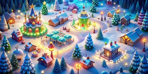 Christmas Ice Snow Festival Fair Event Map Drag & Drop Customizable Template