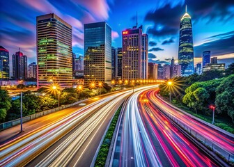 Fototapeta premium City Lights Long Exposure Night Photography Update - Urban Renewal