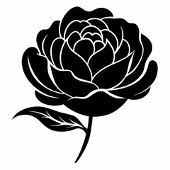 Peony Perfection black silhouette vector