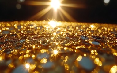 Golden surface glistening in sunlight.