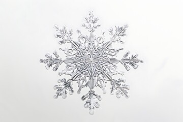 Outline of a snowflake with detailed edges on a white background