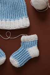 blue knitted socks