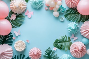 Pastel Birthday Party Decor Balloons Cake Flowers Butterflies