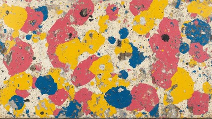 Fototapeta premium Abstract Colorful Surface with Pink, Yellow, Blue, and White Splatters Showcasing Vibrant Artistic Expression and Dynamic Design for Creative Projects