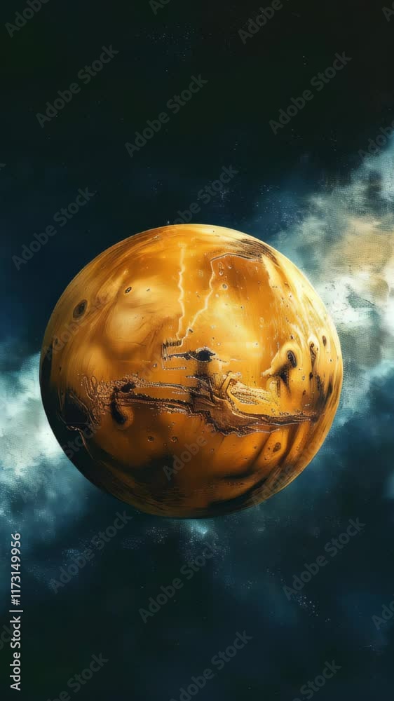 Poster exploring the mysteries of an abstract martian landscape in a cosmic realm