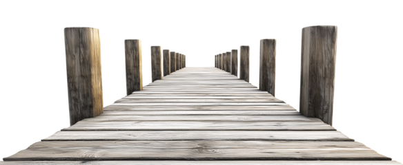 long wooden pier, seaside weathered dock boardwalk, cutout png