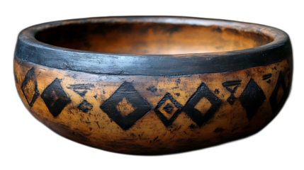 Handcrafted Wooden Bowl with Geometric Design 