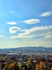 파란 하늘에 신기한 ufo 구름