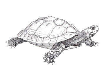Fototapeta premium Outline of a turtle with a shell on a white background