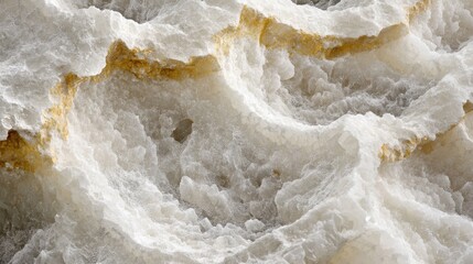 Obraz premium Close-up View of Intricate Geometric Patterns in Natural Salt Formation Exhibiting Unique Textures and Colors, Highlighting Geological Beauty and Earthy Aesthetics