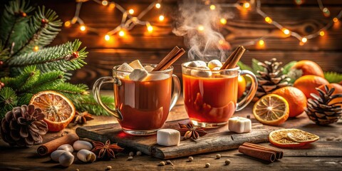 Fototapeta premium Cozy Christmas Drinks: Warm Winter Beverages Photography