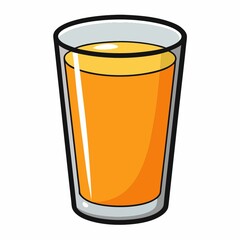 Glass of Orange Juice, Cartoon Style Illustration, Drink