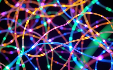 Obraz premium A mesmerizing visualization of fiber optic cables connecting