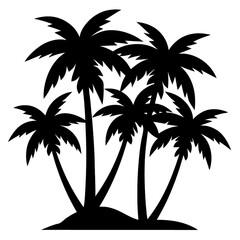Fototapeta premium Silhouette of Tropical Palm Trees on Island, Black and White