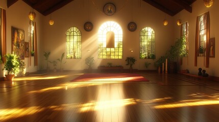 Serene Sunlight Illuminating a Tranquil Indoor Space