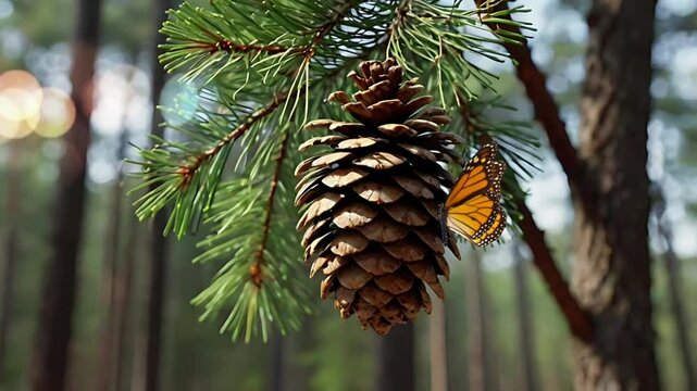 Close up view of a pine cone. Seamless 4K looping timelapse video animation background