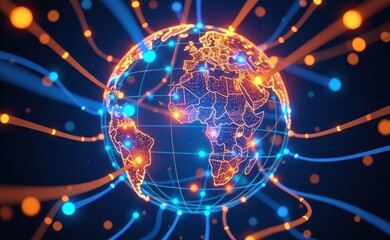 Fototapeta premium A mesmerizing visualization of fiber optic cables connecting