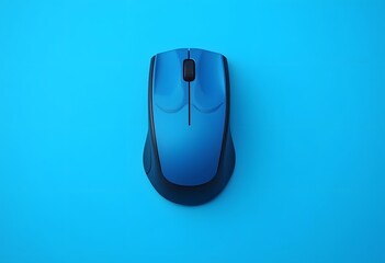 Wireless computer mouse on blue background
