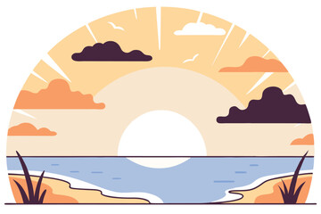 Sunset illustration vector on white background


