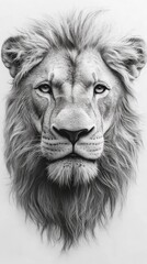 Majestic black and white lion portrait art