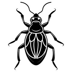 Bug vector silhouette on white background