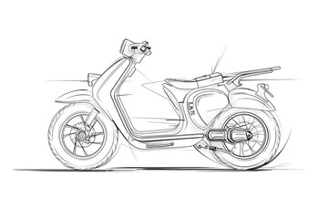 Obraz premium Outline of a scooter with a vintage design on a white background