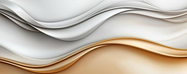 Metallic abstract background concept. Soft waves of beige and white create a soothing abstract background for design.
