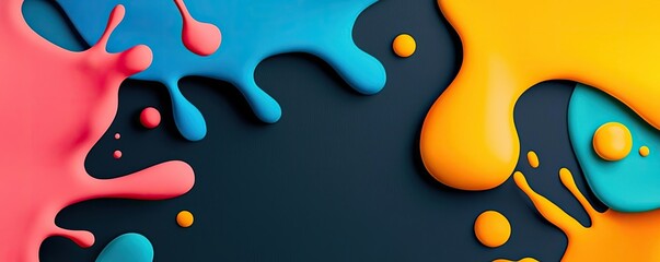 Splash abstract background idea. Colorful paint splashes on a dark background creating an abstract and artistic design.