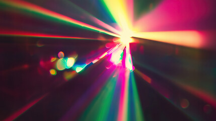 colorful prism rainbow flare overlay effect on black background