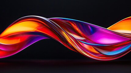 Waves abstract background idea. Colorful abstract wave design with vibrant hues and smooth curves on a dark background.