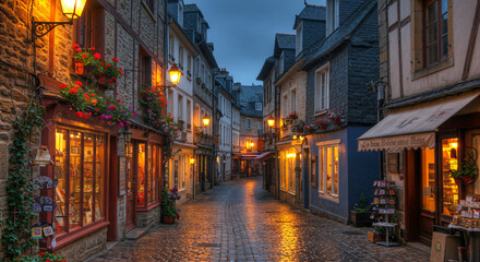 Fototapeta premium A river winding through a red rock canyon with clear green water and blue skies.