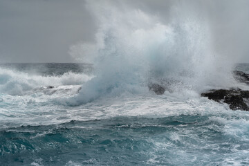 Strong sea with waves in Jinamar. Telde. Gran Canaria. Canary islands . Spain