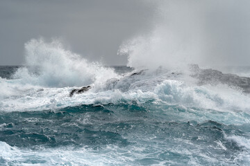Strong sea with waves in Jinamar. Telde. Gran Canaria. Canary islands . Spain