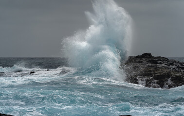 Strong sea with waves in Jinamar. Telde. Gran Canaria. Canary islands . Spain