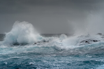 Strong sea with waves in Jinamar. Telde. Gran Canaria. Canary islands . Spain
