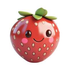 3d cartoon character-style strawberry chocolate, isolated on transparent background.