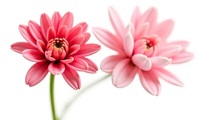 Obraz premium Delicate petals of red chrysanthemum isolated on a single white flower on a pure white background, flowers, blossom